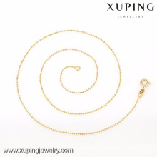 42614- Xuping Simple Design Women Fashion Gold Thin Chain Bead Collares